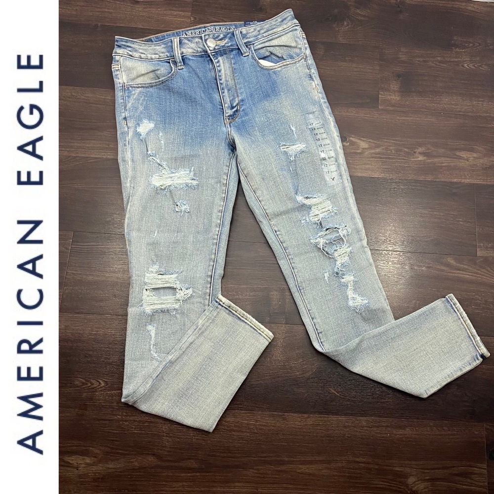 🦅Hi Rise Super Super Stretch Ripped Jeggings American Eagle Outfitters Jeans